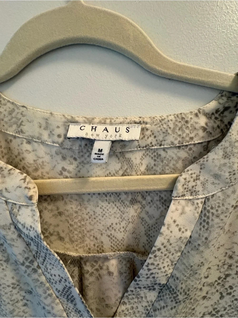 Chaus Beige Snake-Print Tunic Blouse